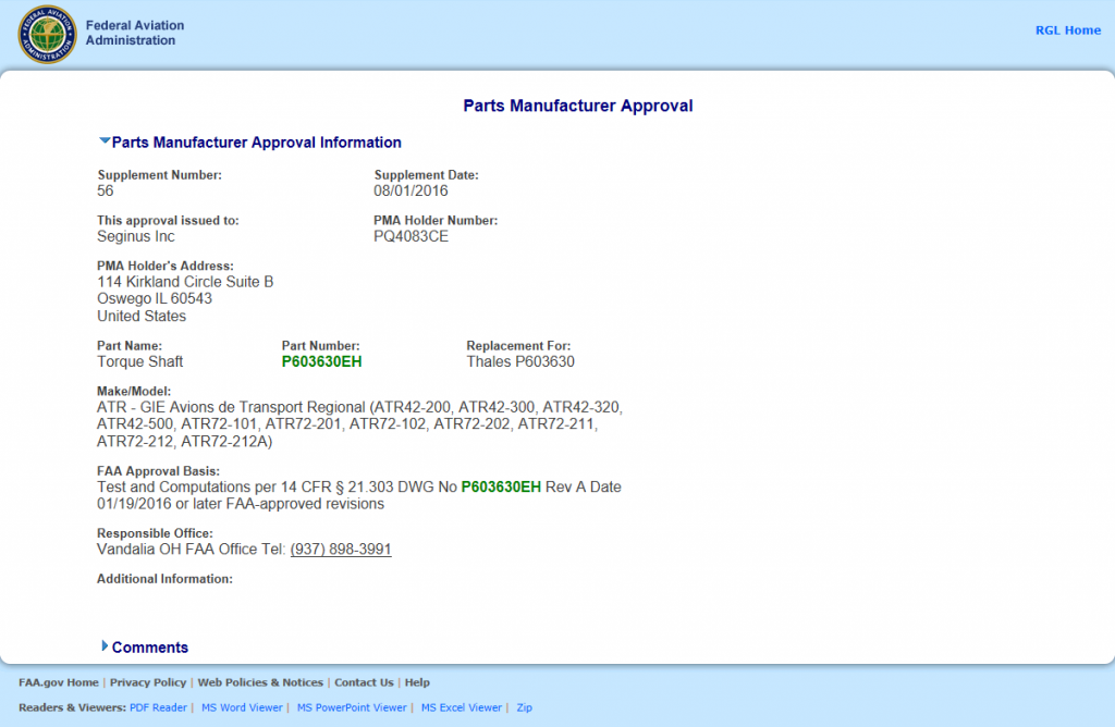 How To Find FAA PMA Approvals On The FAA Website | Seginus